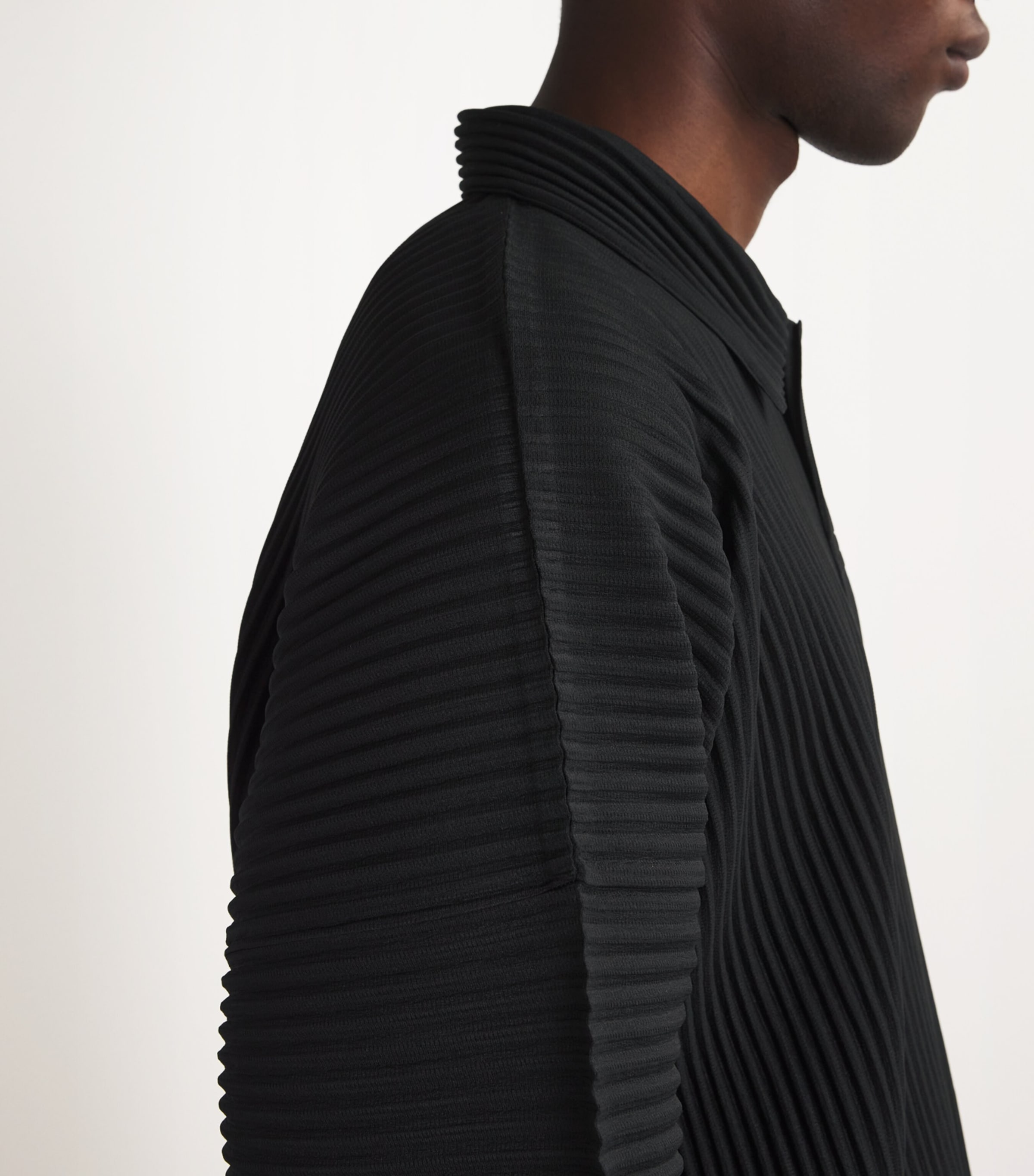 Homme Plissé Issey Miyake Black Pleated Long-Sleeve Polo Shirt