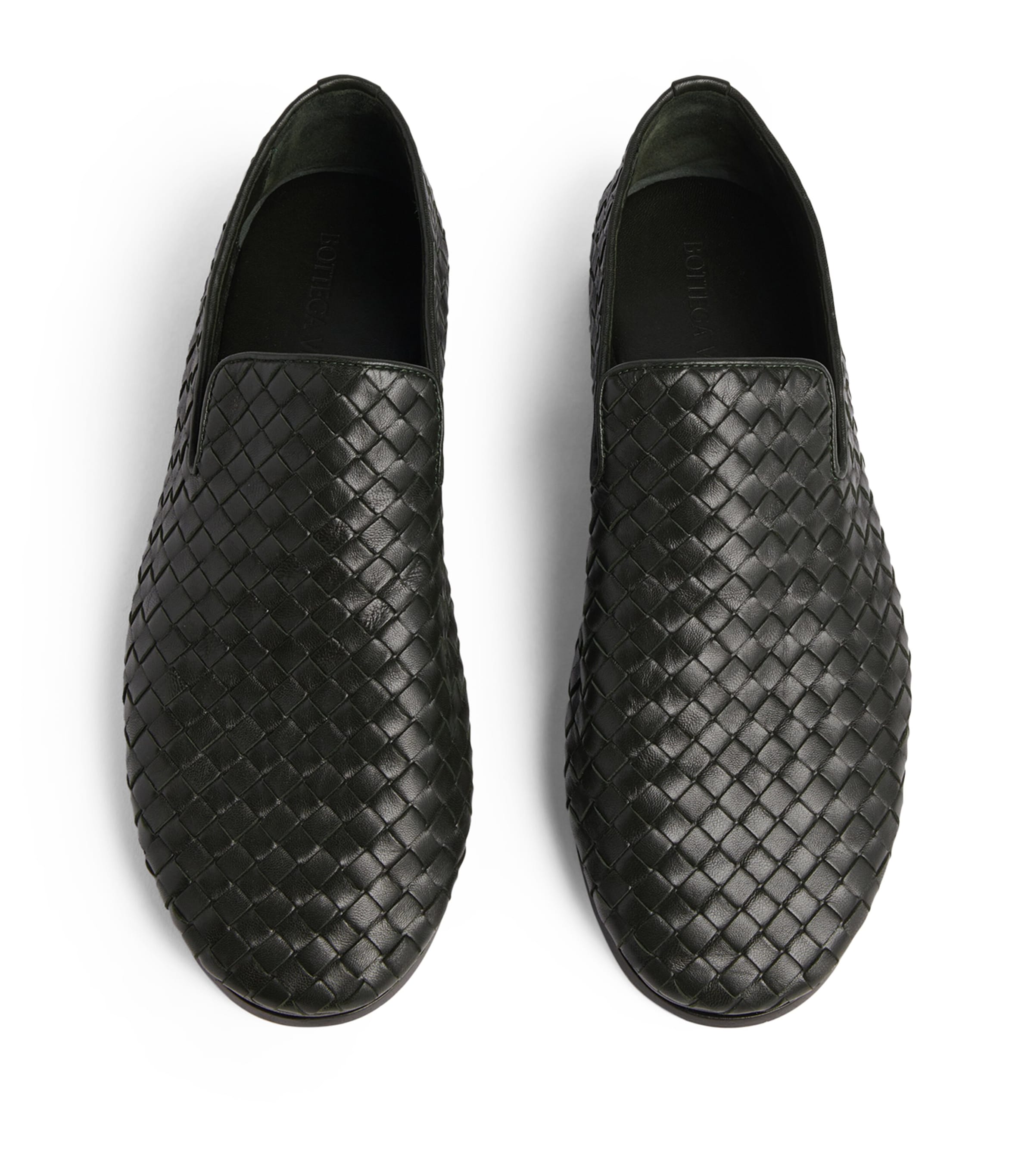 Bottega Veneta Black Leather Intrecciato Loafers | Harrods US