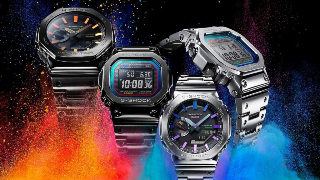 カシオG-SHOCK】2100シリーズが人気のメタルGショックにレインボーを