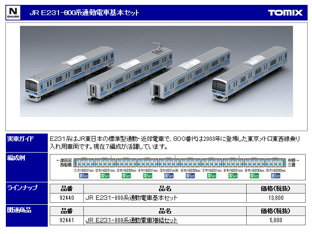 トミックス 92440 E231 800系通勤電車基本セット (4両) | 鉄道模型