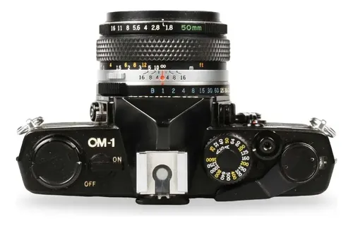 Câmera Analógica 35mm Olympus Om-1 Com Lente 50mm F1.8 Preto