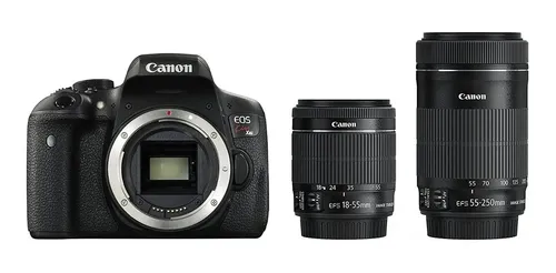 Câmera Canon Kiss Eos X8i Lente Dupla Ef-s 18-55mm/55-250mm Preto
