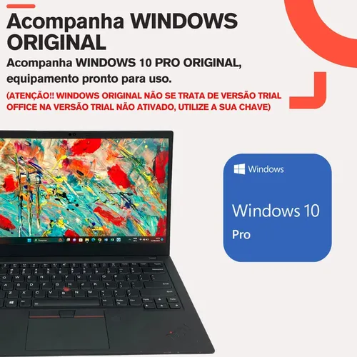 Notebook Lenovo Thinkpad X1 Carbon G8 I5 16gb Touch Full Hd Preto