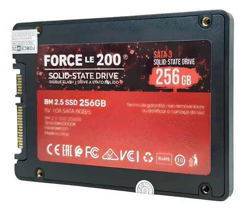 Ssd Solid State Drive 256gb P/ Pc E Notebook Rápido Chip Smi Preto