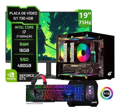 Pc Gamer Completo Intel I7, 16gb Ram, Ssd 480gb, Vídeo 4gb 480 Gb