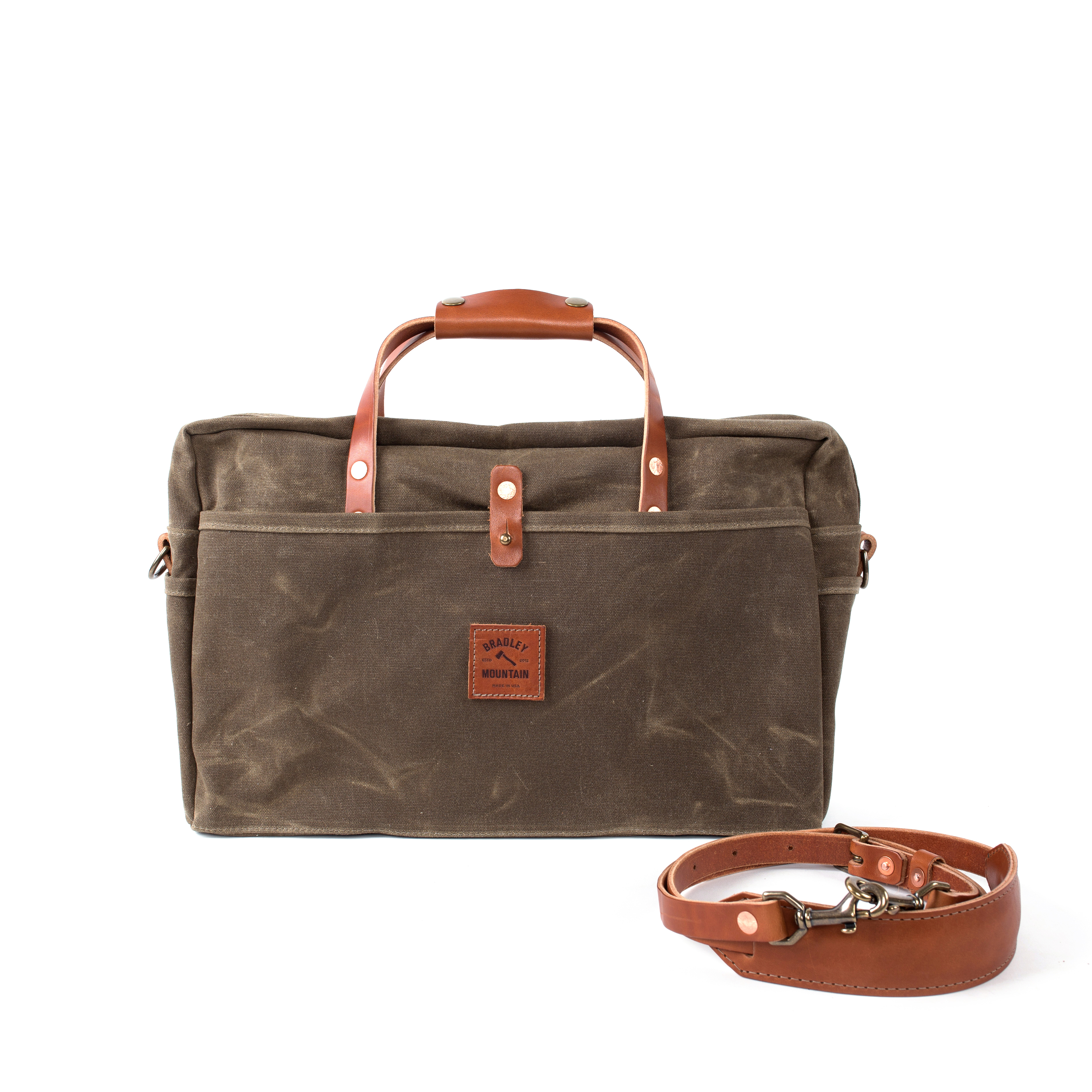 Bradley Mountain The Courier - Waxed Canvas Briefcase - Field Tan