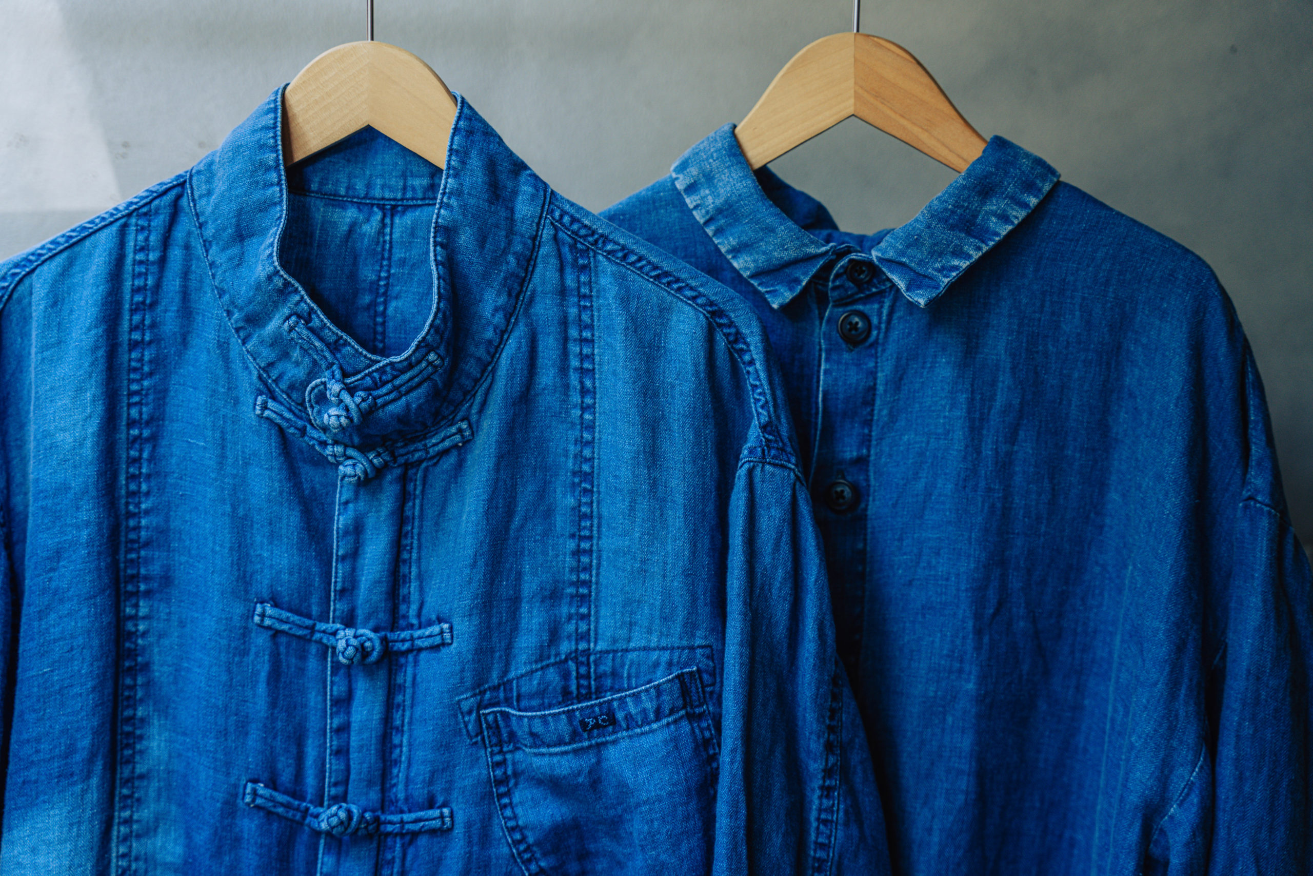 ポータークラシックのインディゴリネン チャイナジャケット&シャツ