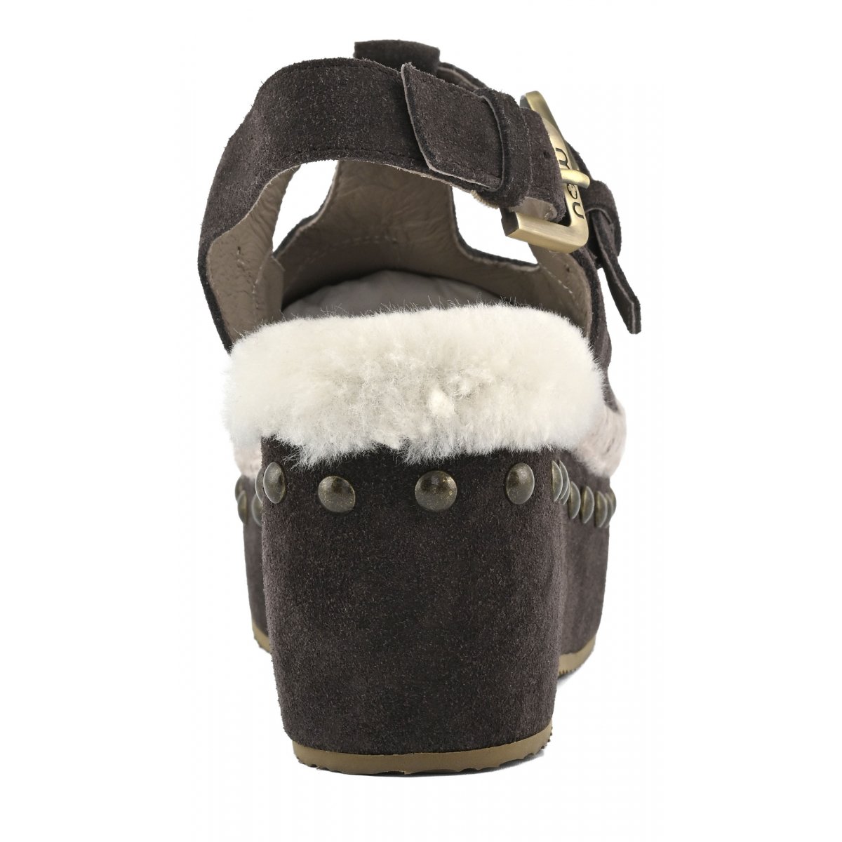 Suede clog with stones