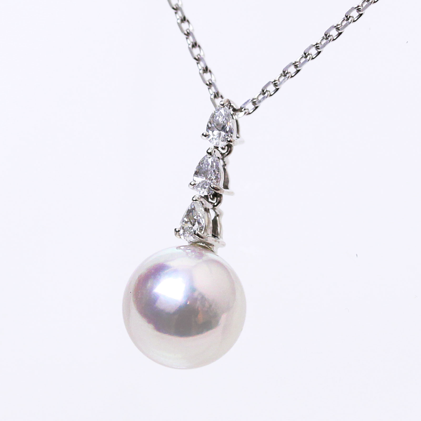 オーロラ花珠 9mm パールペンダント 無調色 K18WG / Uwajima Inoue Pearl