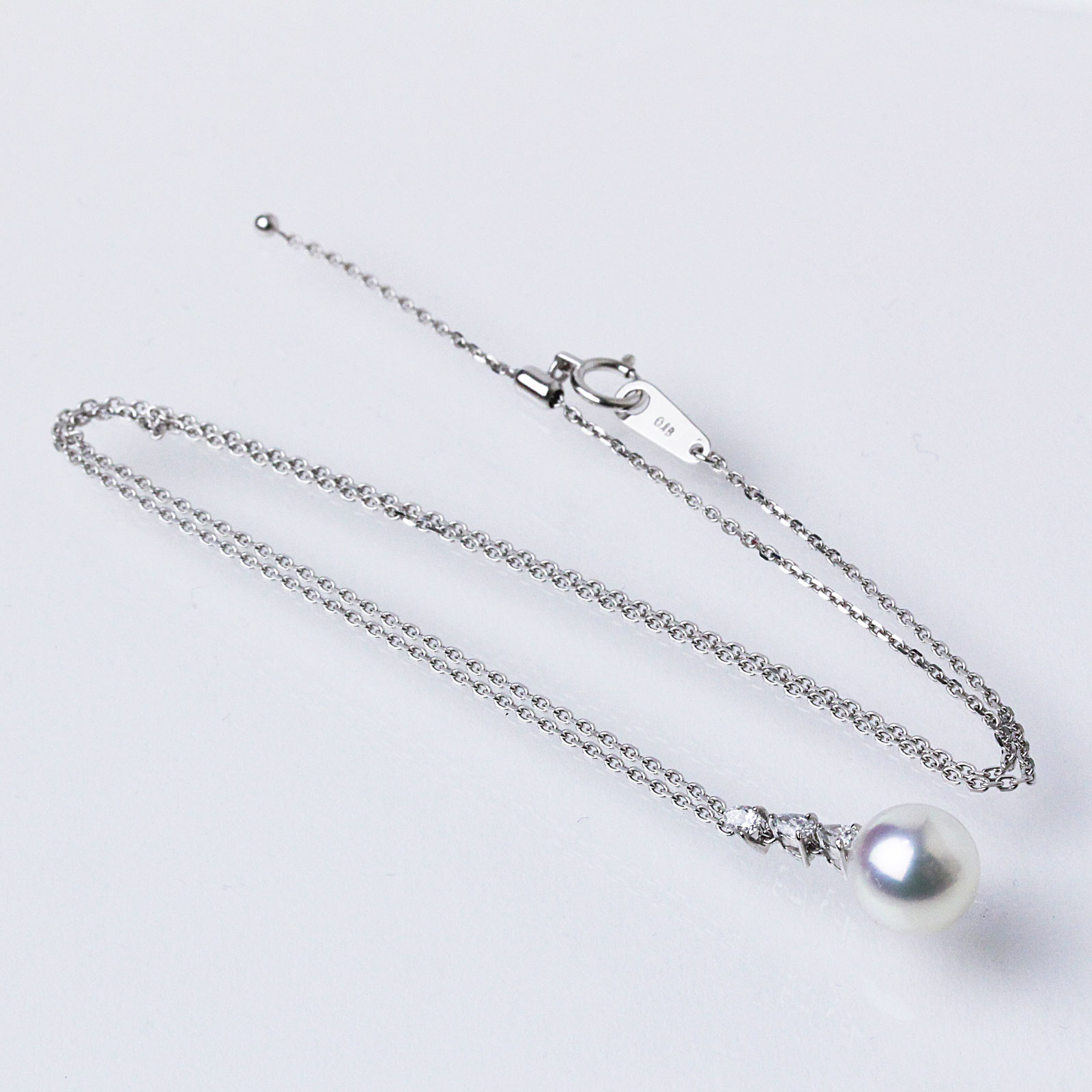 オーロラ花珠 9mm パールペンダント 無調色 K18WG / Uwajima Inoue Pearl