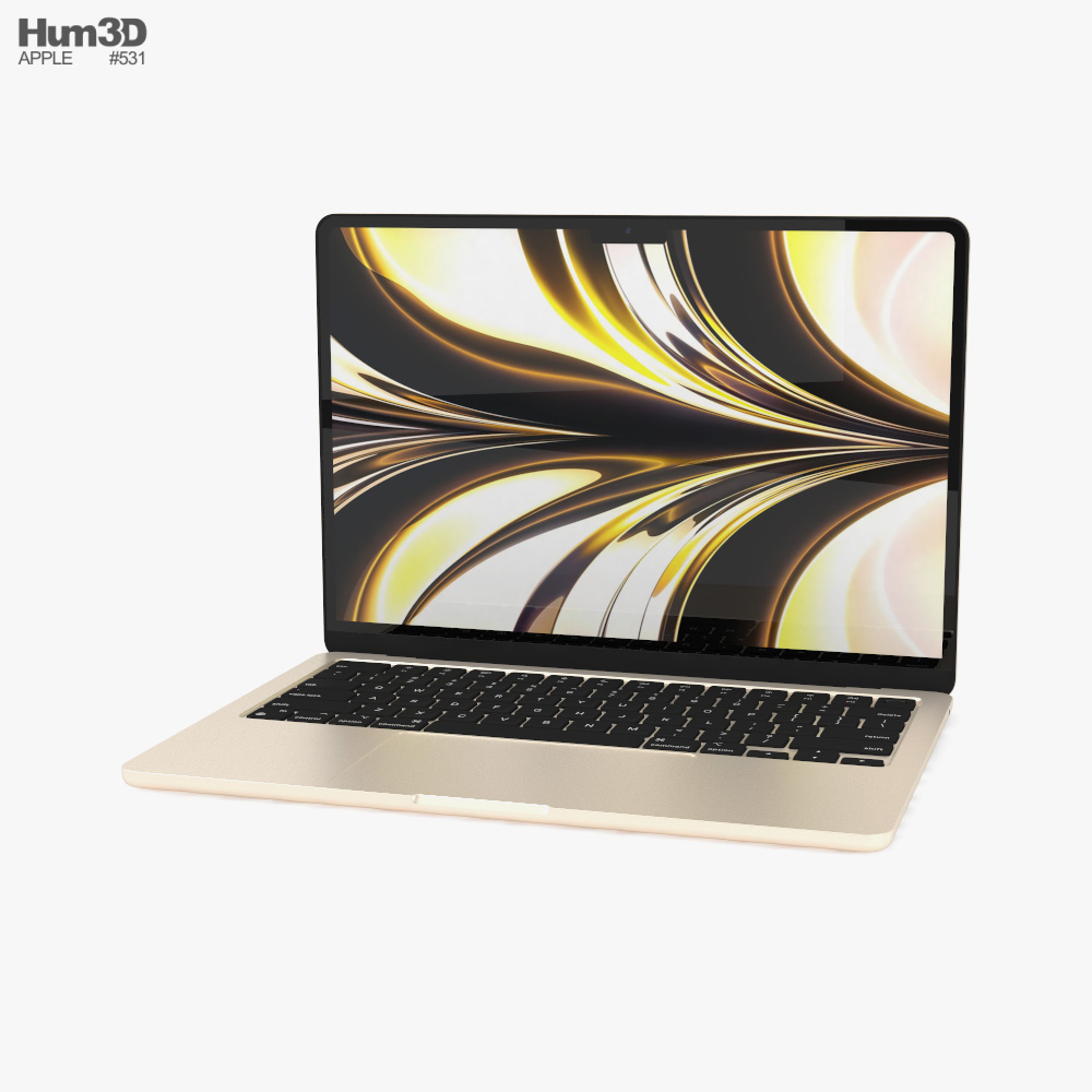 Apple MacBook Air M2 2022 スターライト 3Dモデル - ダウンロード