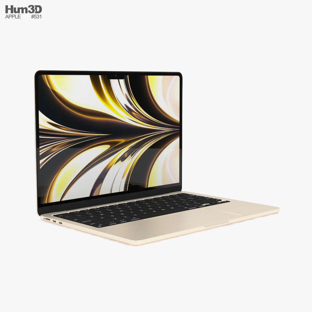 Apple MacBook Air M2 2022 スターライト 3Dモデル - ダウンロード