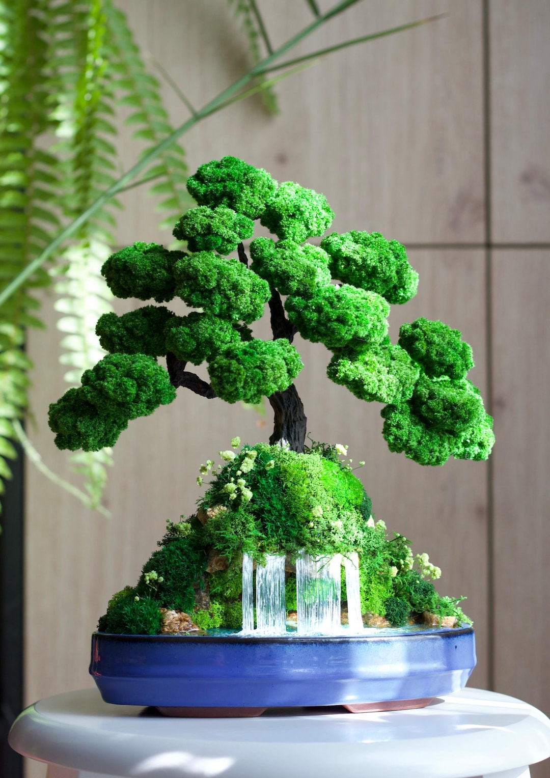 Japandi Bonsai Decor | Preserved Moss Tree in Ceramic Pot