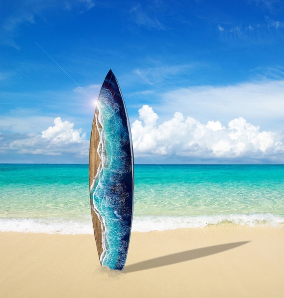 6' Ocean Surfboard With Resin Waves, Surfboard Wall Art - Etsy Israel