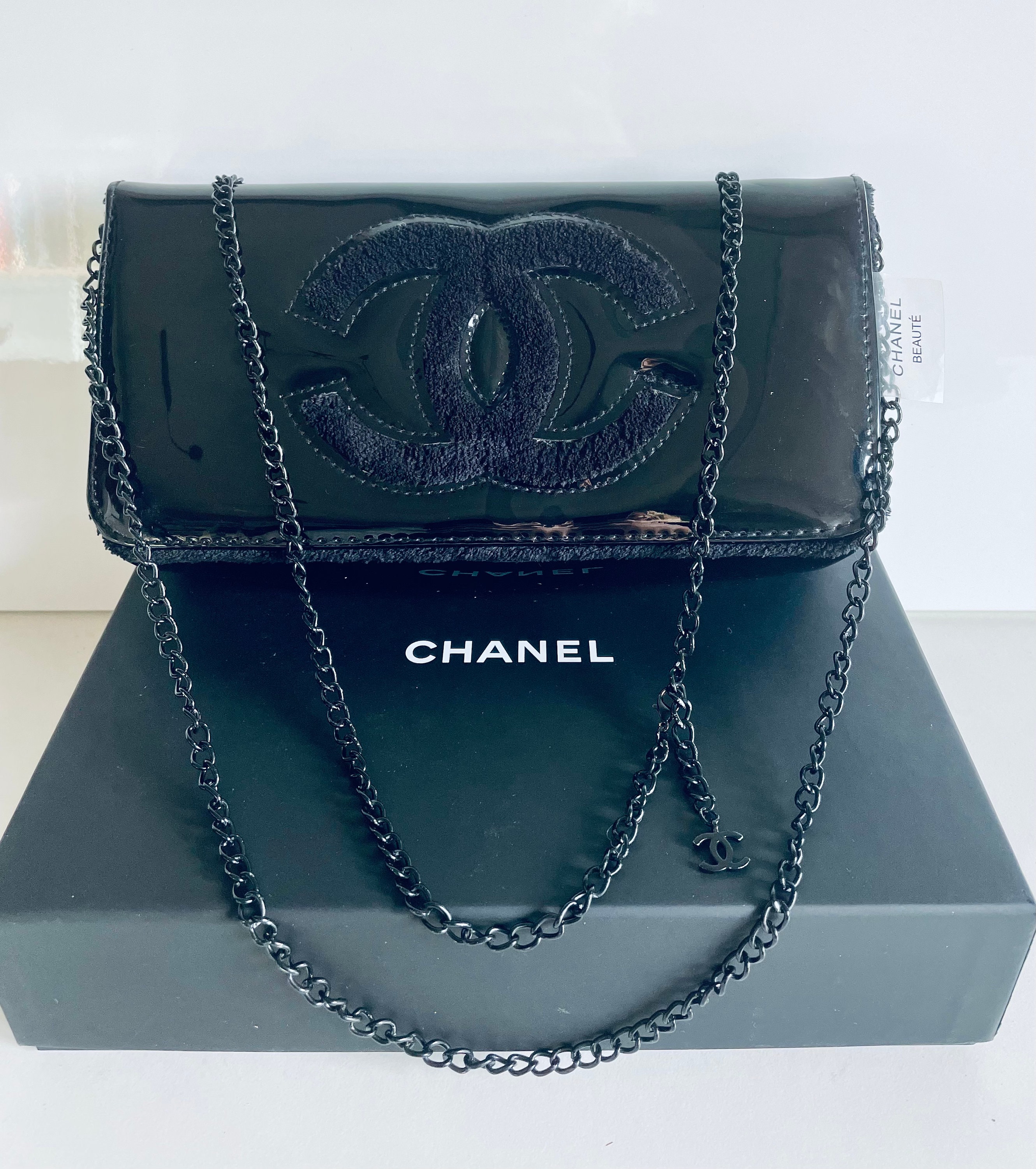 Chanel Beauté Black Patent Leather WOC Bag, Sling Bag, Vintage
