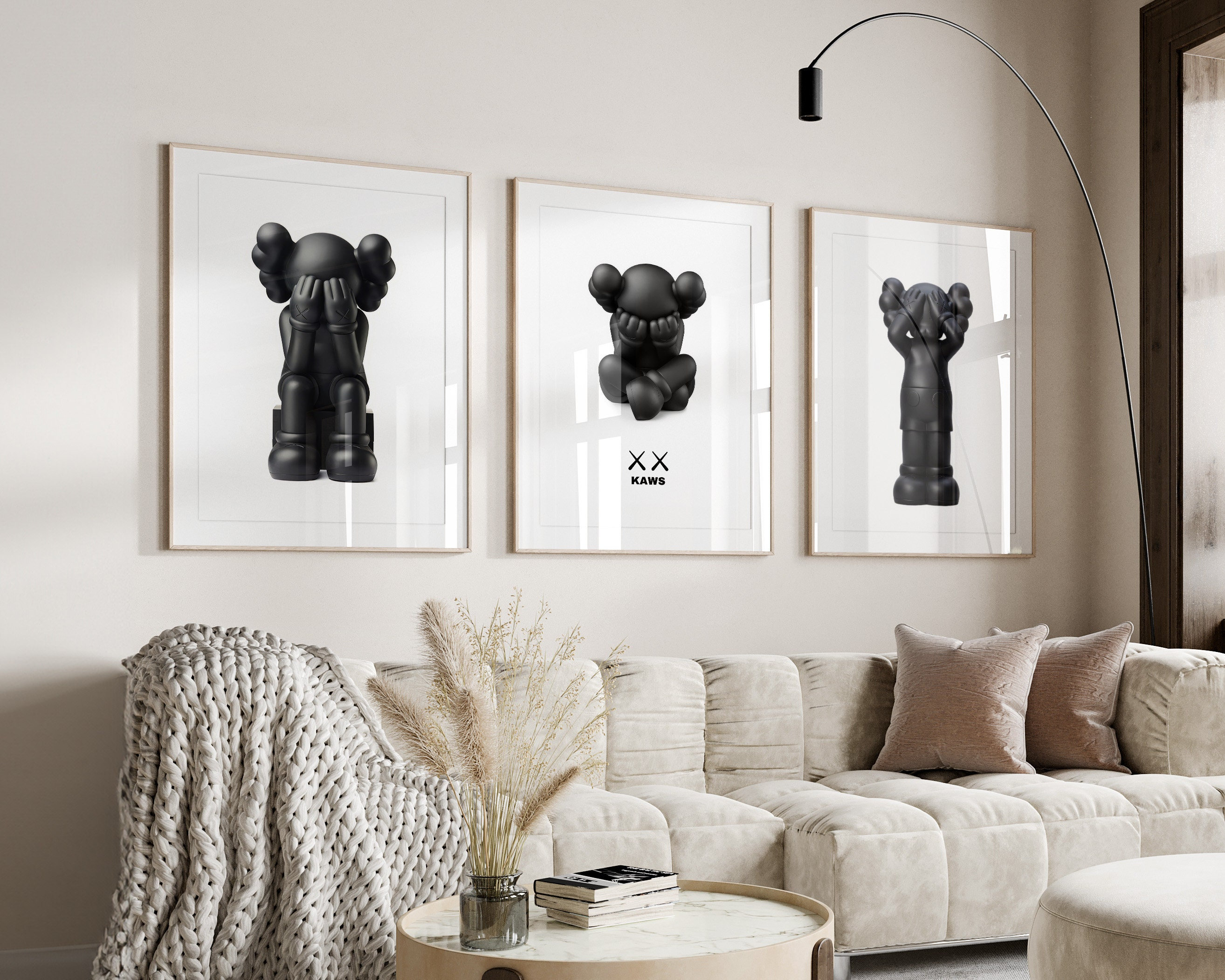 Printable Kaws Poster Set: Black Hypebeast Figure Wall Art