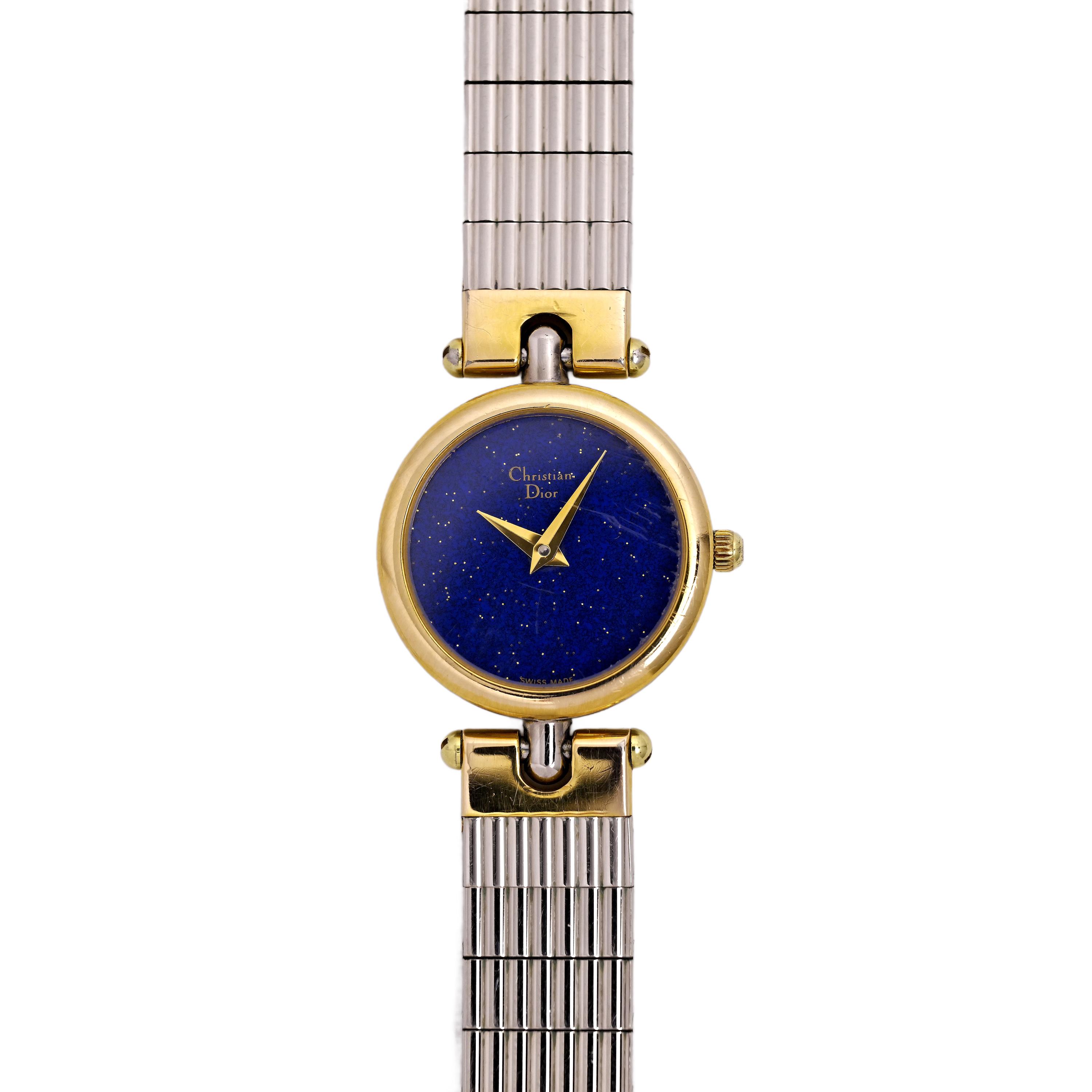 Christian Dior Vintage Two Tone Ladies Swiss Made Blue Starry