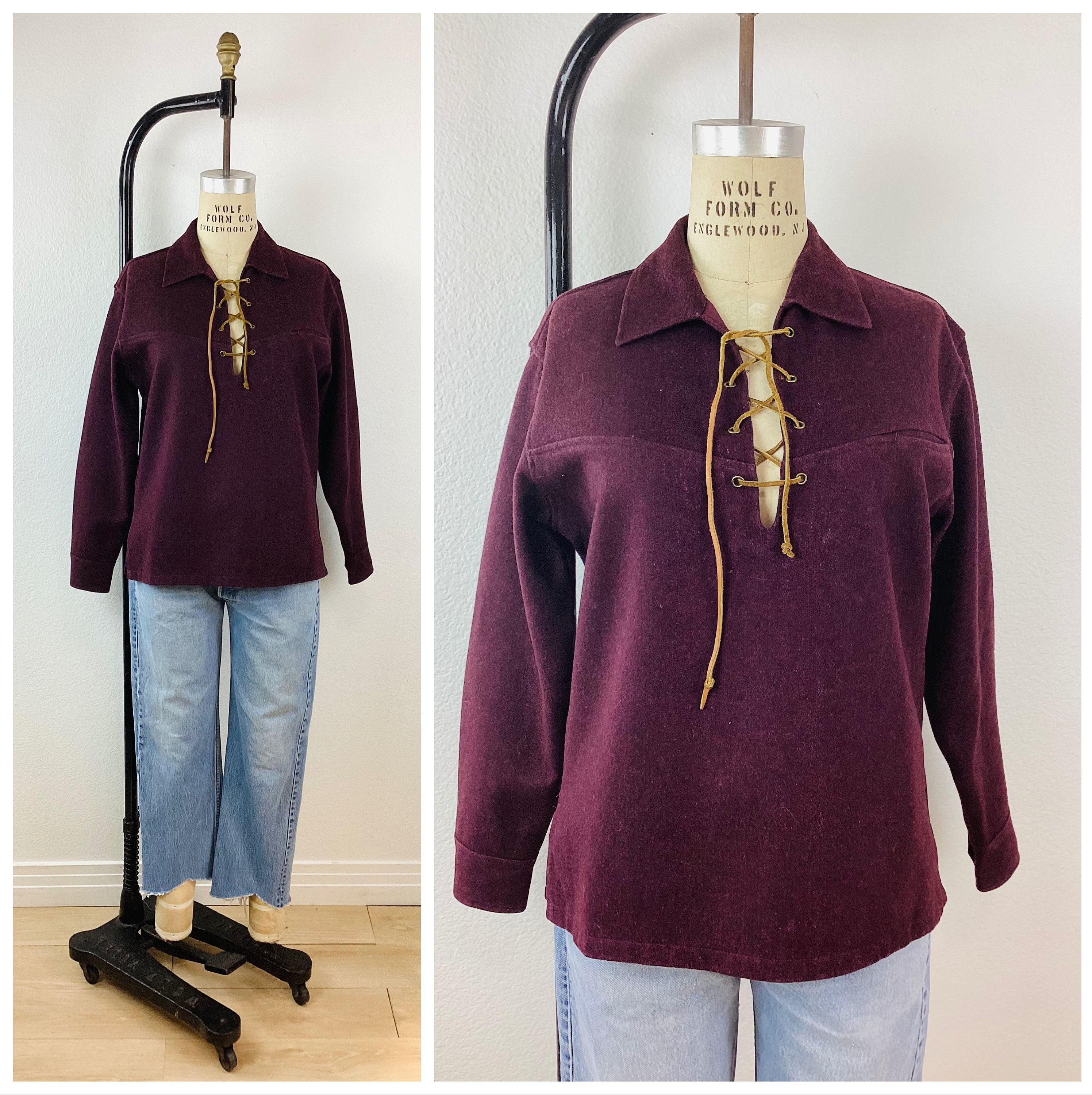 Vintage 1950s LACE UP Melton Wool Pull Over Shirt - Etsy