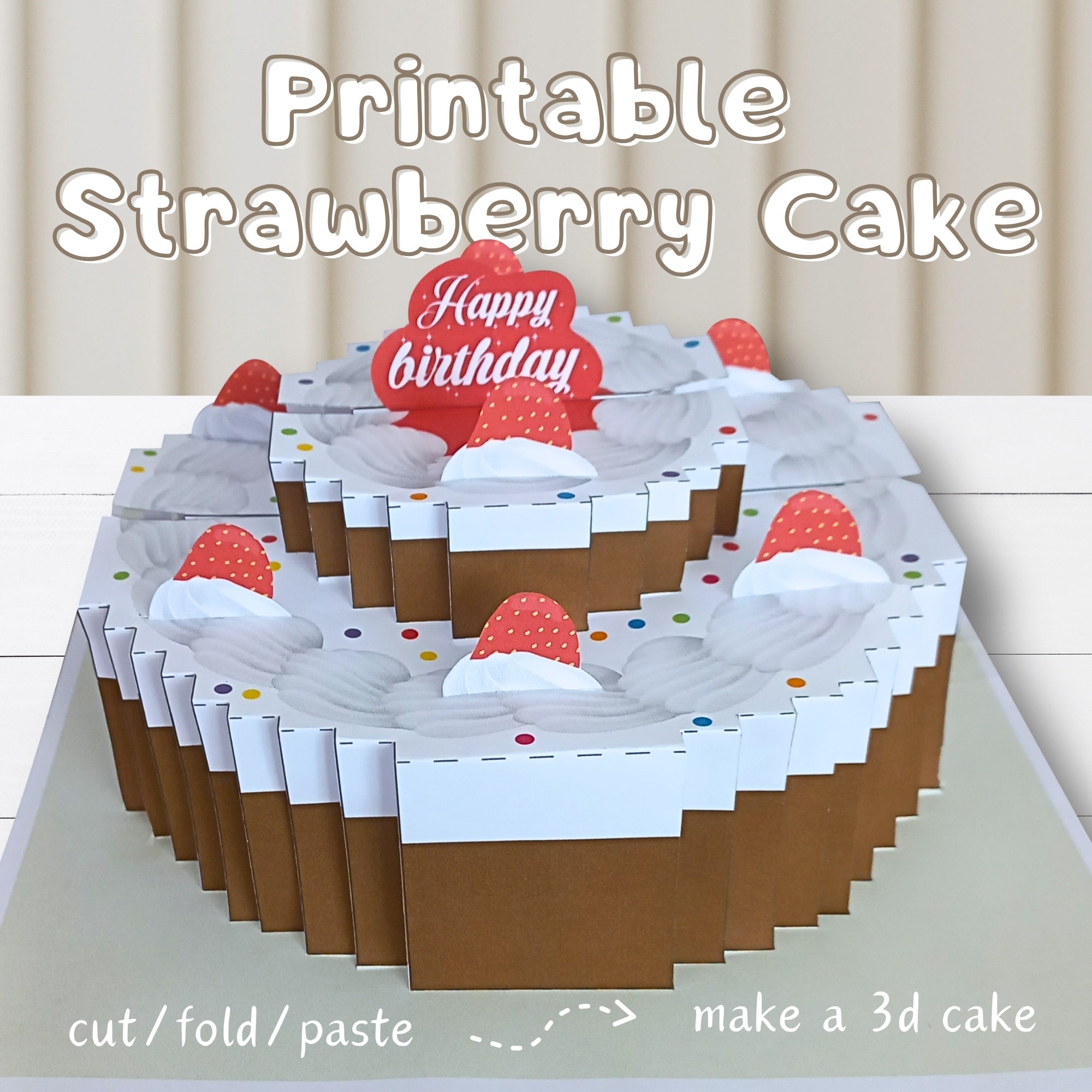 3D Printable Strawberry Cake | Paper Cake Gift Box | Paper Toys