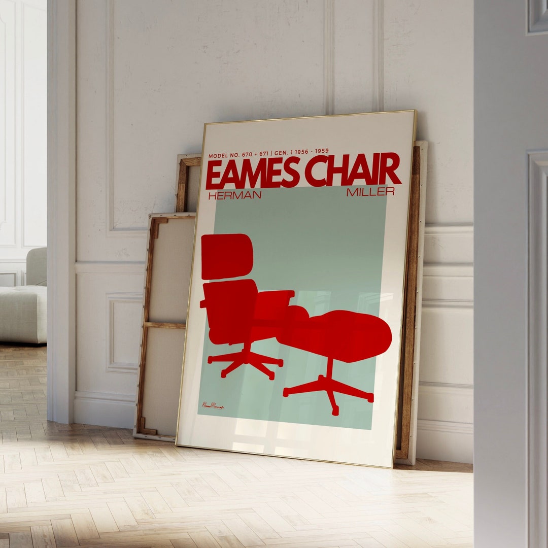 Eames Chair Herman Miller Art Print, Mid Century Modern Wall Art