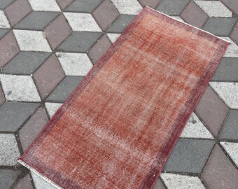 ヴィンテージレッドアナトリアンラグ、小型トルコウールカーペット