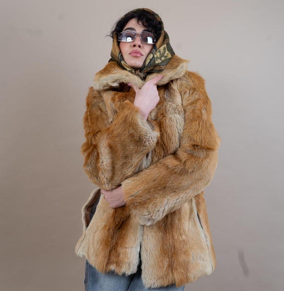 Vintage Fur Jacket Fox Fur Jacket Parka Beige Size S 80s 90s - Etsy