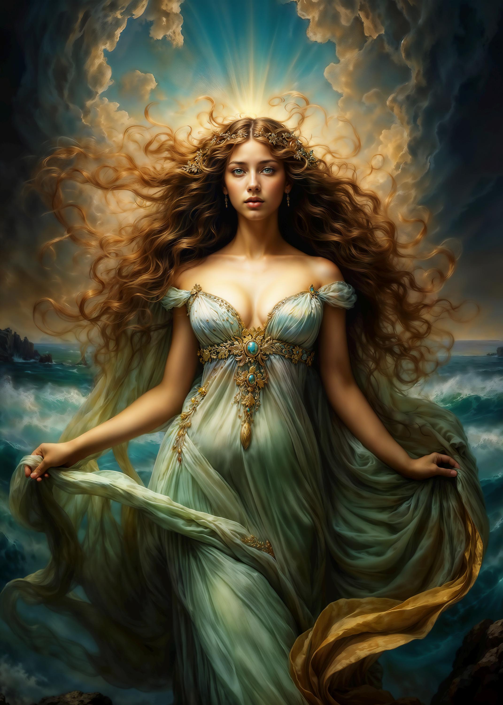 比類なき美しさのアフロディーテ、ファンタジーイラスト、すぐに