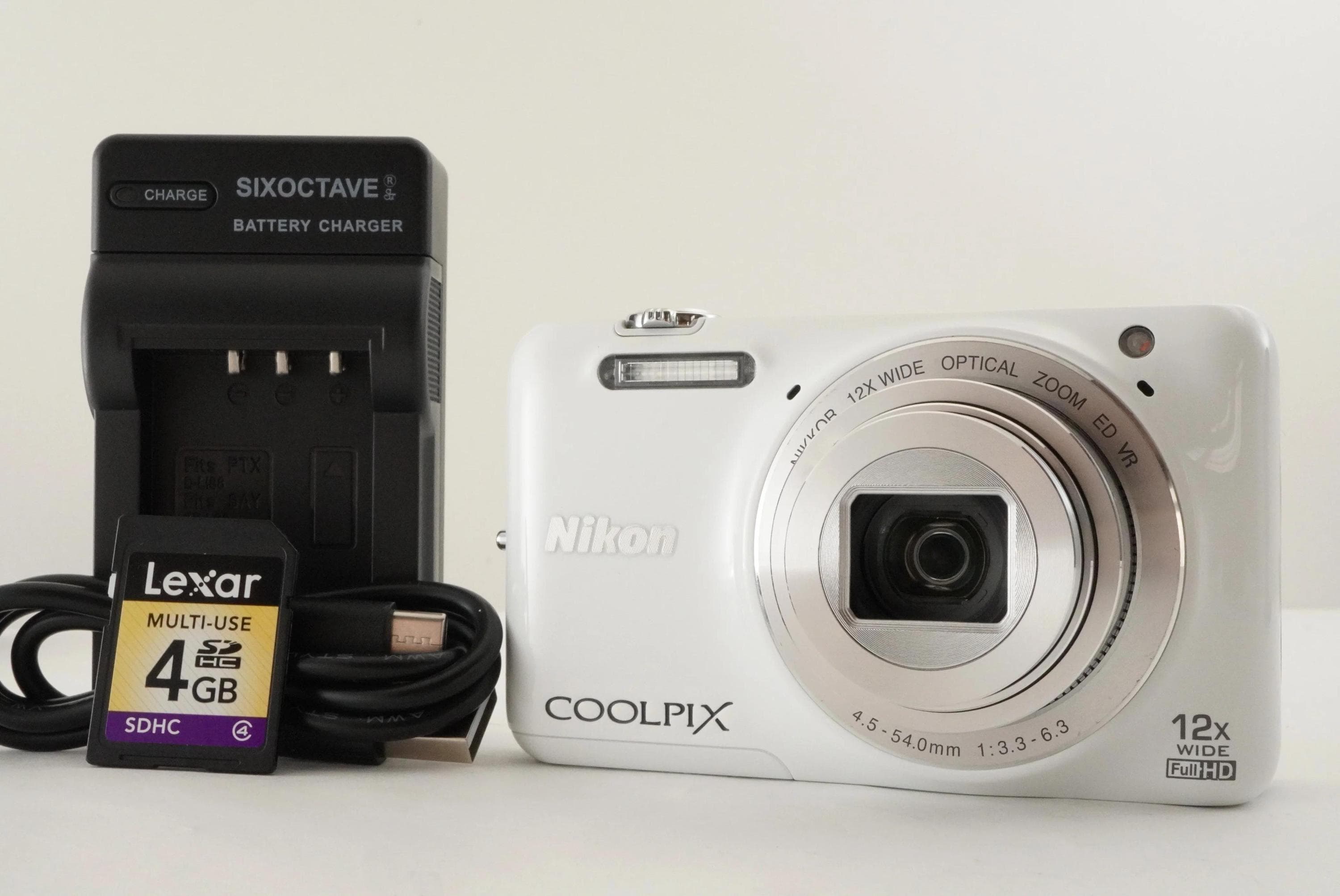 Nikon COOLPIX S6600 White With 4GB Sdhc Card Digital Camera From