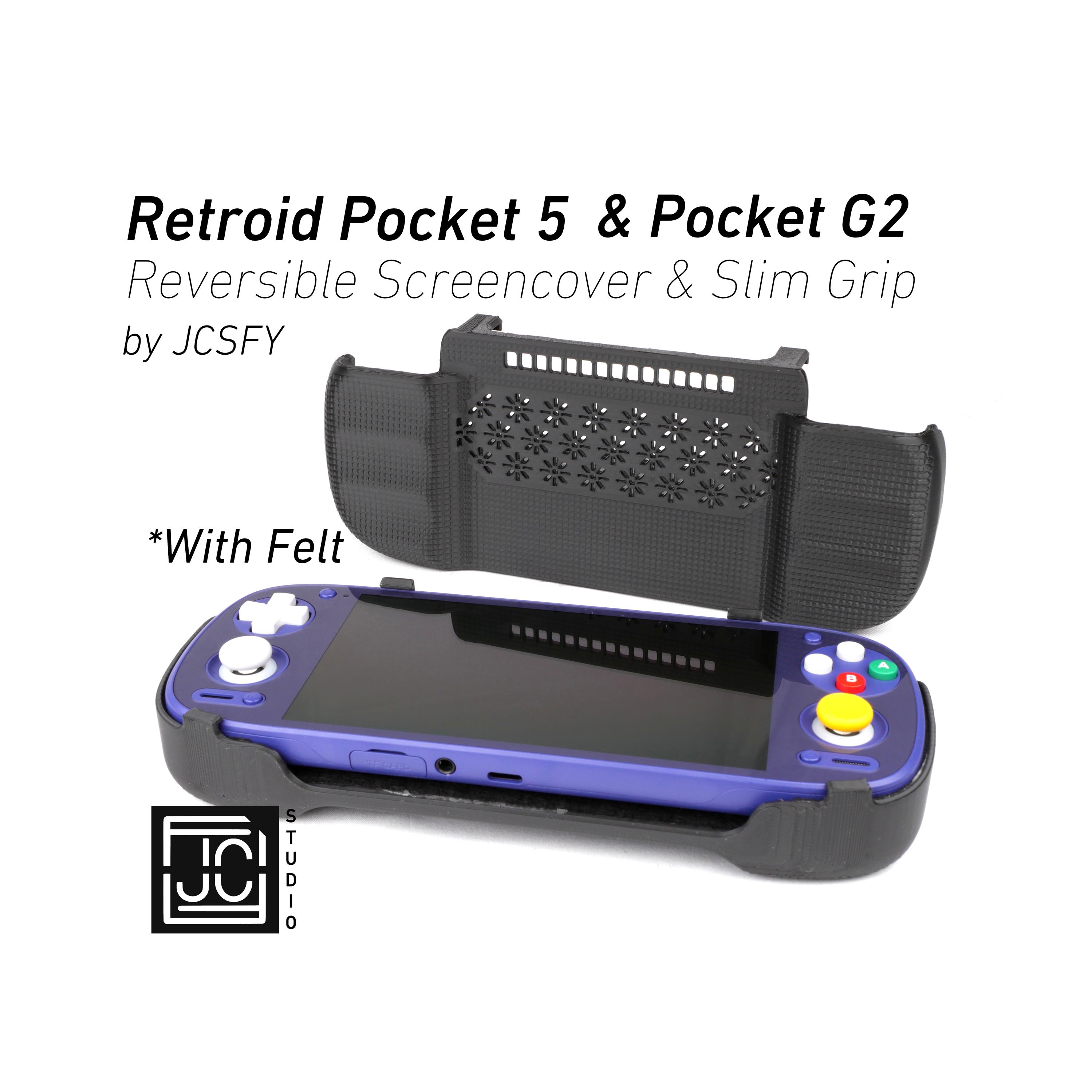 Grip for Retroid Pocket 5 & G2 | 2-in-1 Reversible Screen Cover