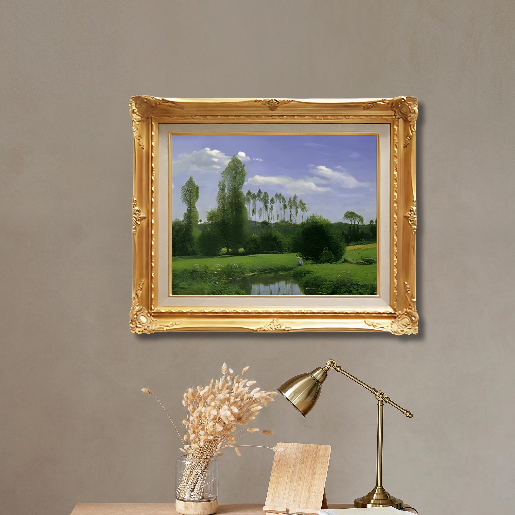 クロード・モネ『ヴィトゥイユの眺め』手描き 油絵 摸写 複製画③