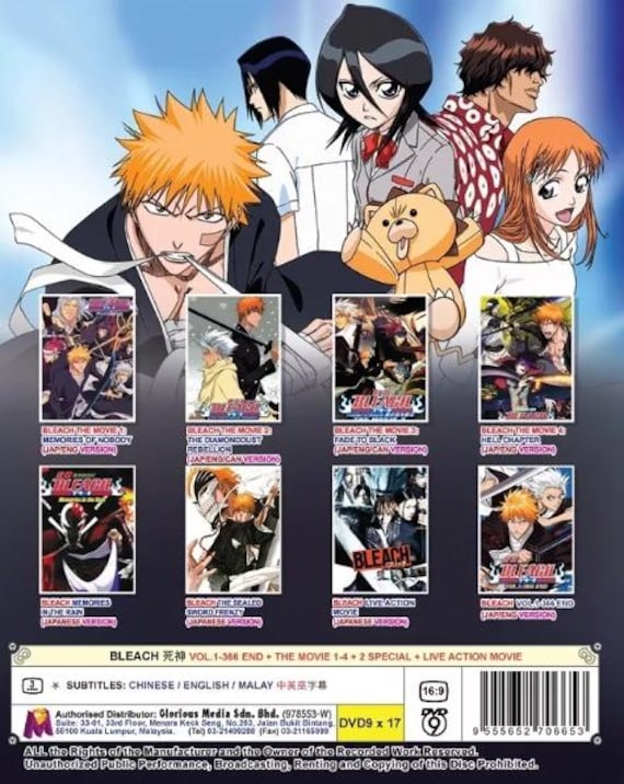 DVD Anime Bleaches Complete Set (1-366 End + the Movie 1-4 + 2