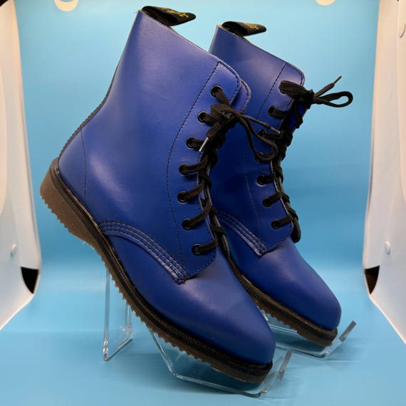 Vintage Early 1990's Dr. Martens 7 Hole Blue Pointed Toe Boots