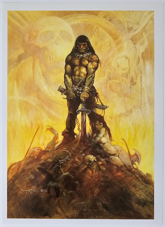 フランク・フラゼッタ、剣を持った戦士、ファンタジーアート、1999年