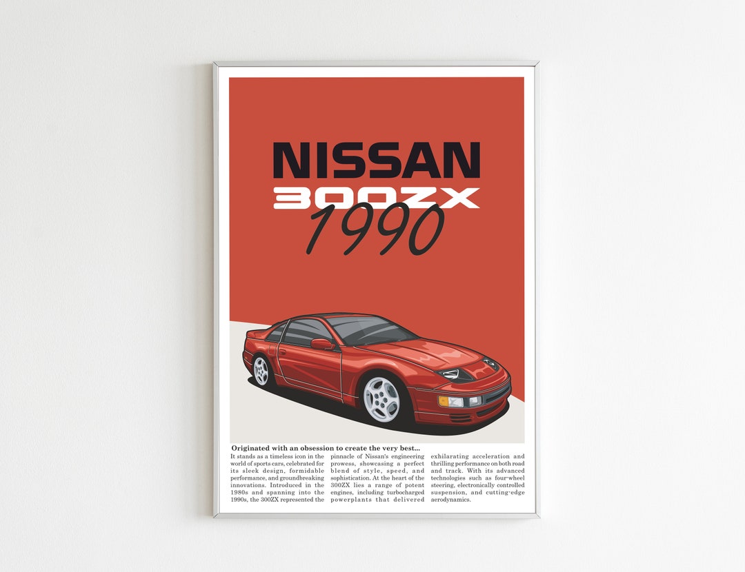 Nissan 300ZX Illustrated Car Poster: JDM Enthusiast Art (digital