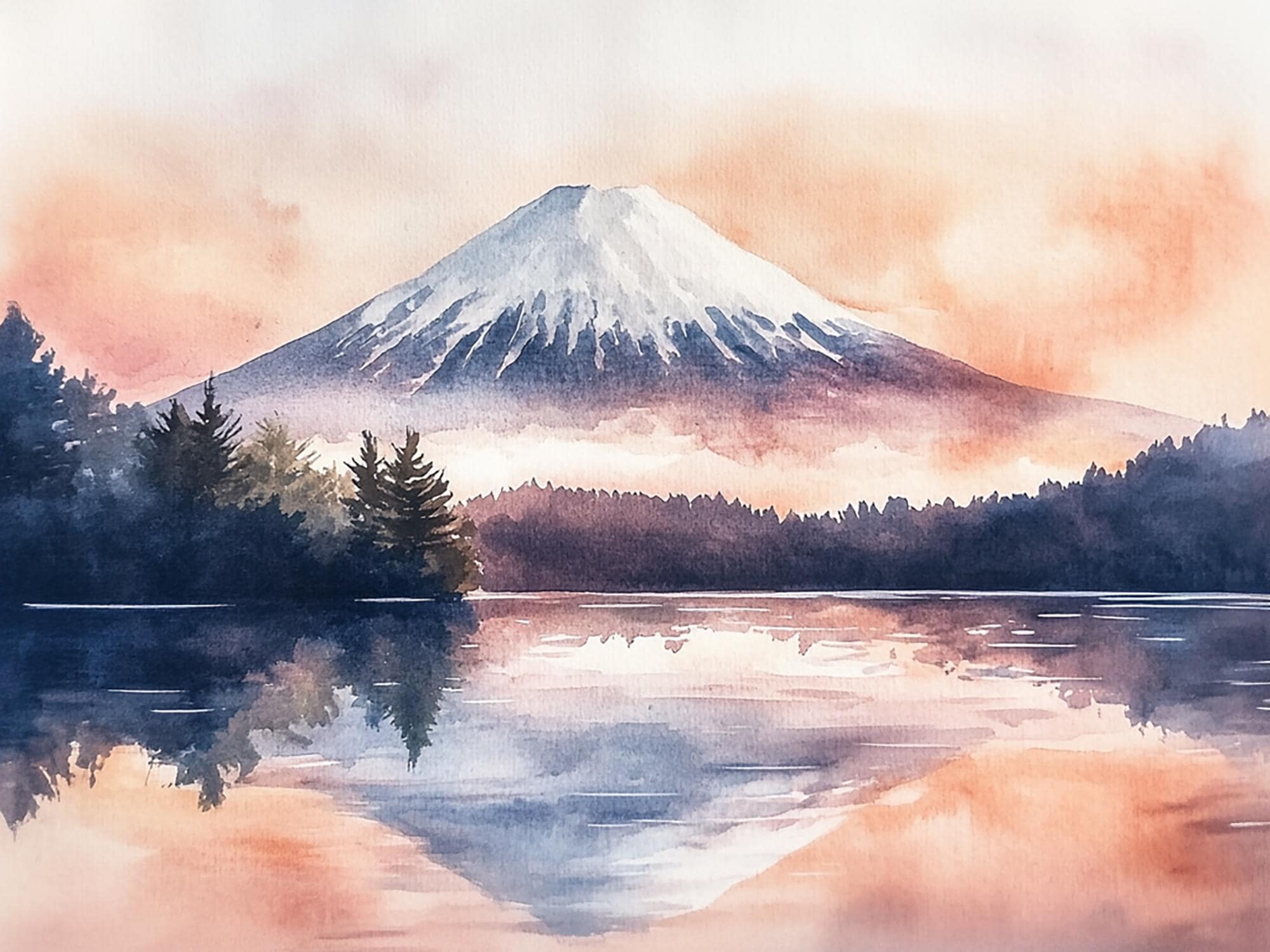 富士山の絵画 日本 水彩画 アートプリント 山 日の出 風景 壁アート