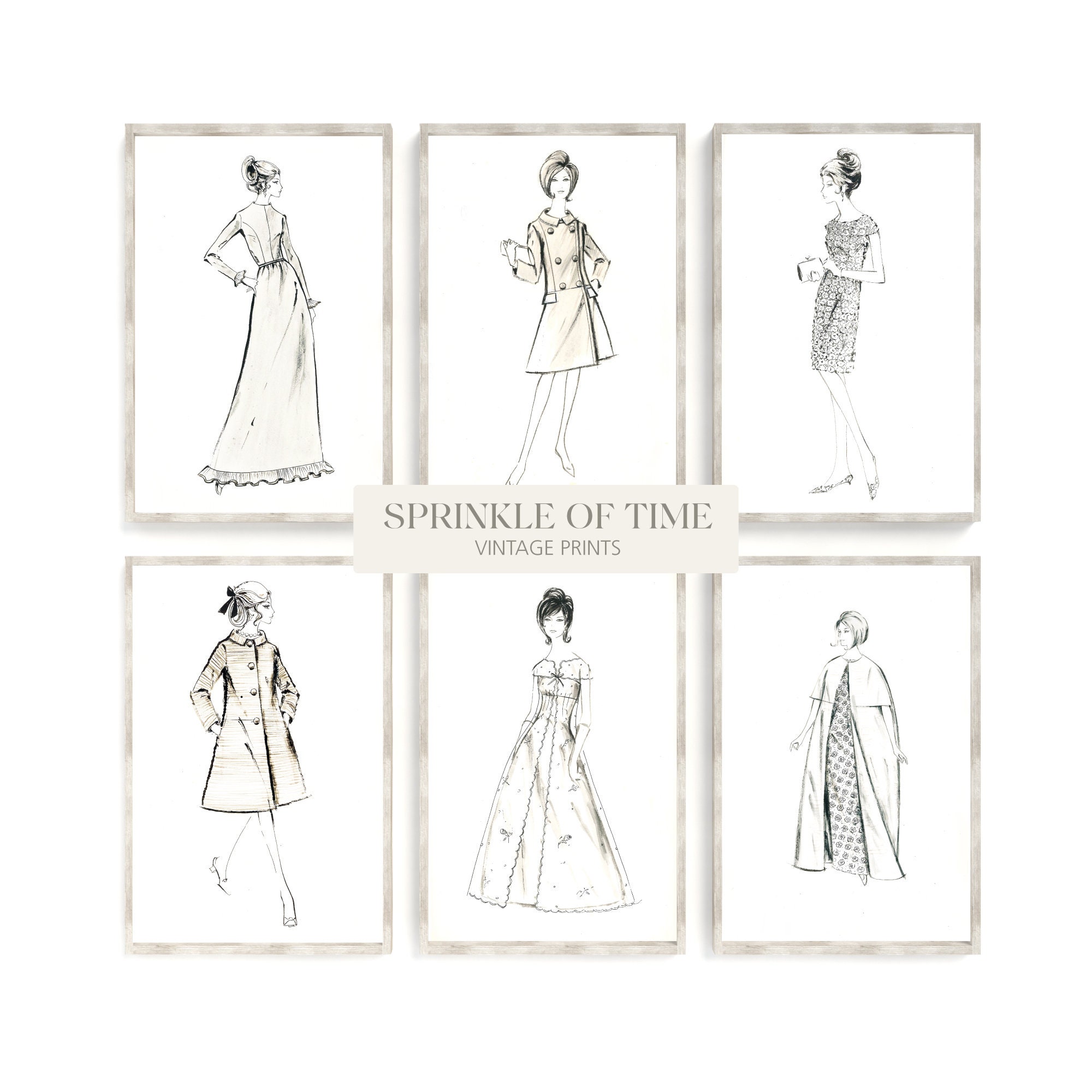 Vintage 1950s Fashion Illustration Printable Art | Digital