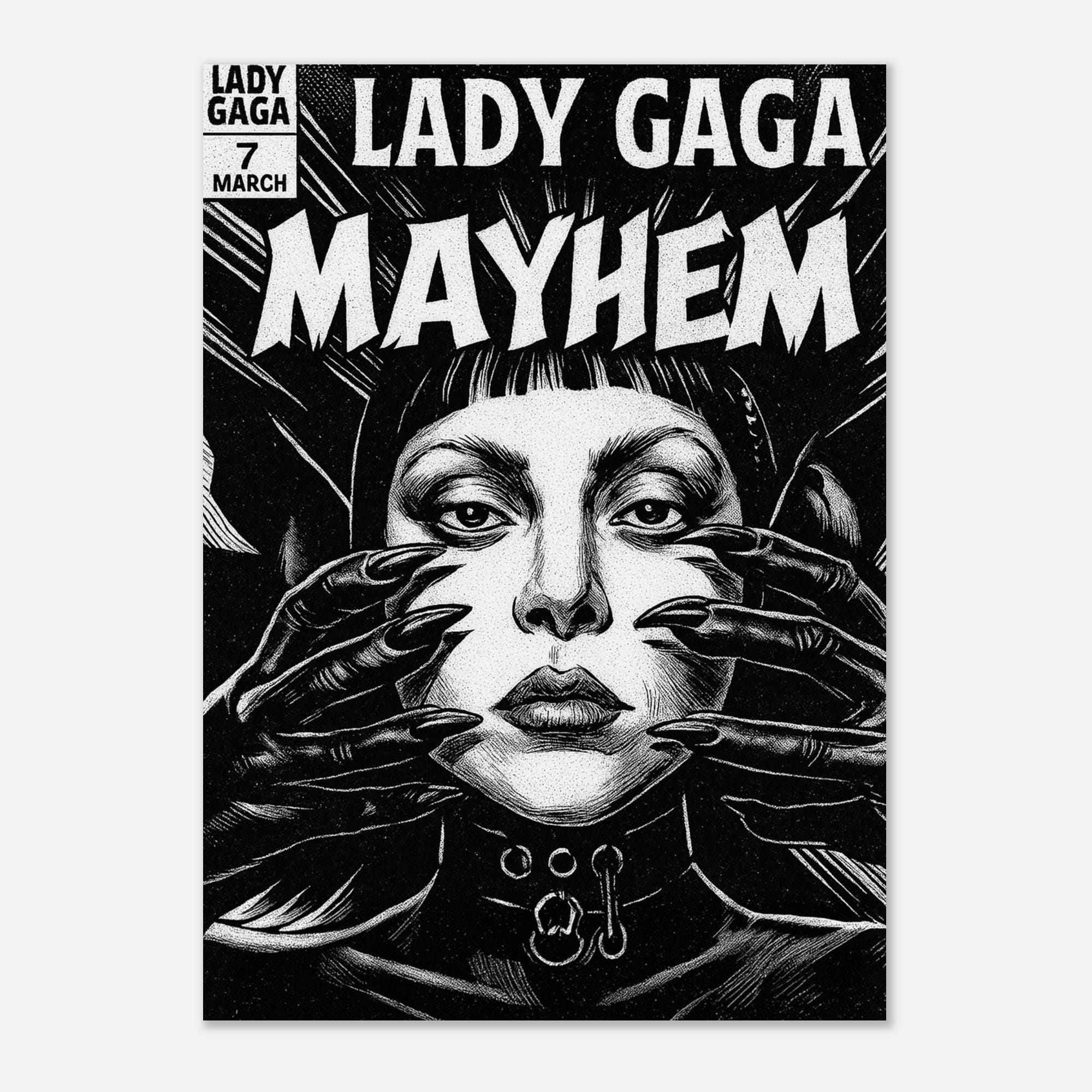 Lady Gaga Mayhem Poster: Gothic Comic Art Print, Dark Pop Decor