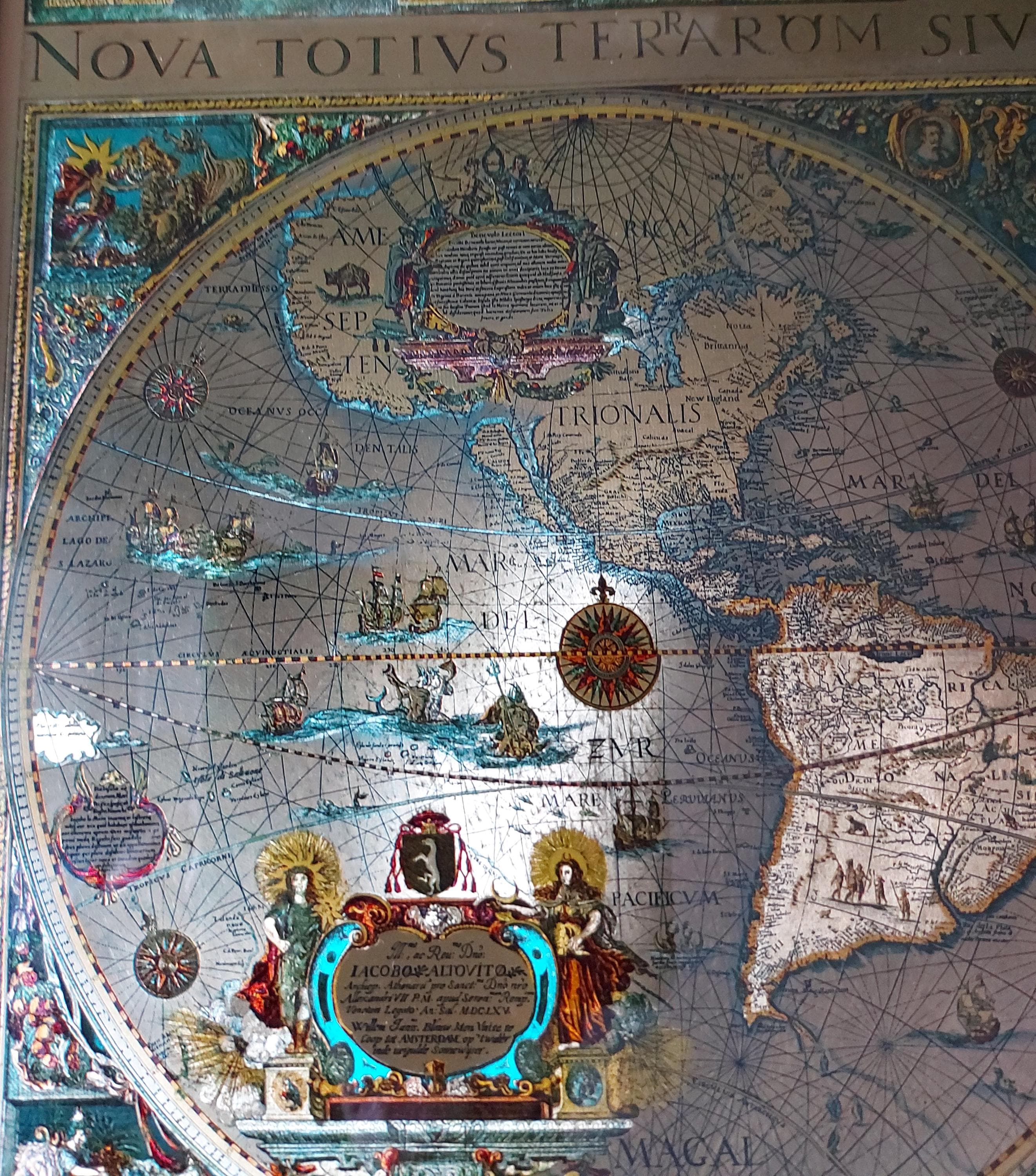 William Blaeu Gold Foil Reproduction of His 1605 Map of the World