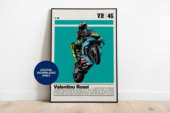 Valentino Rossi Poster Digital Download | Printable Wall Art for