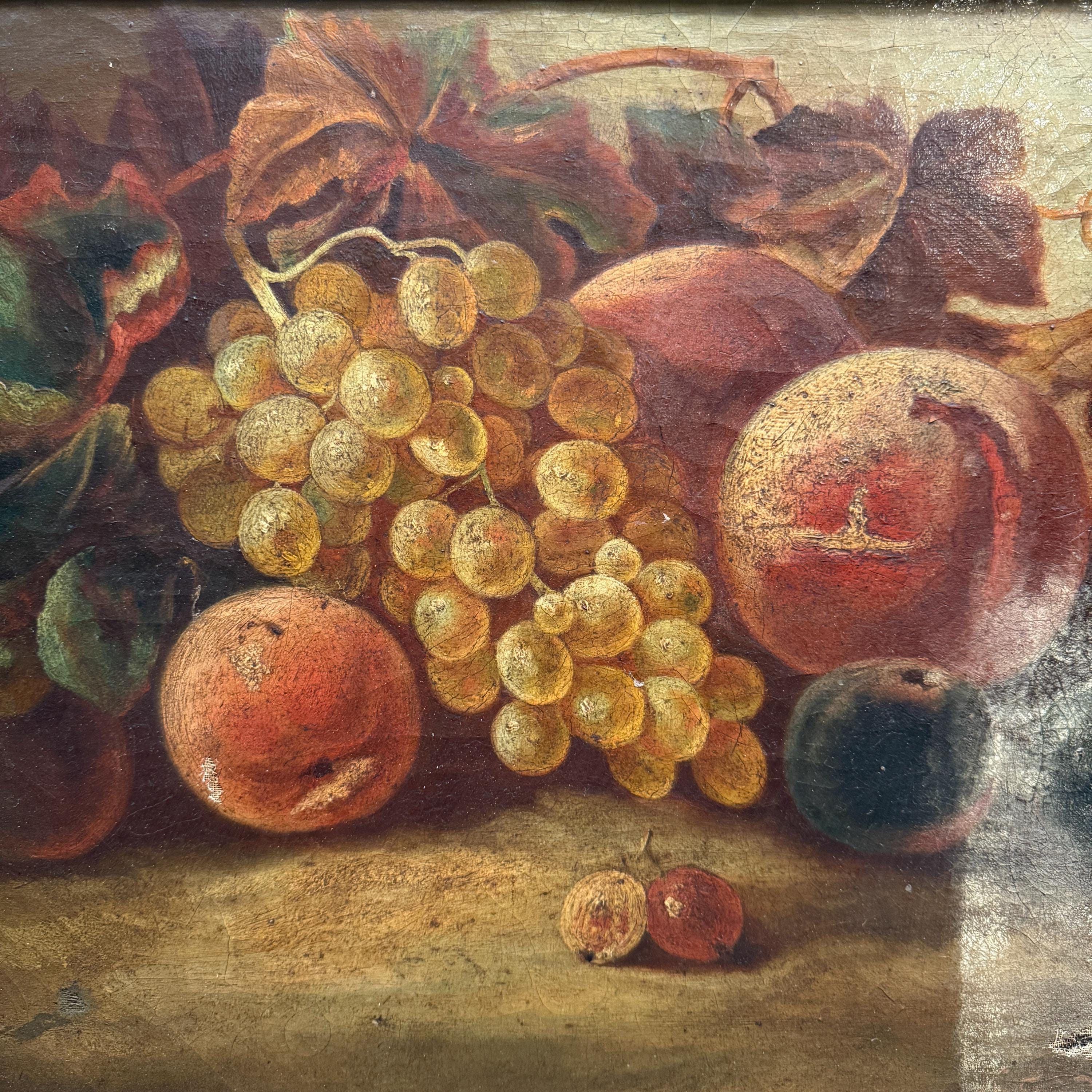 果物を描いた大きなアンティークの静物油絵 - Etsy 日本