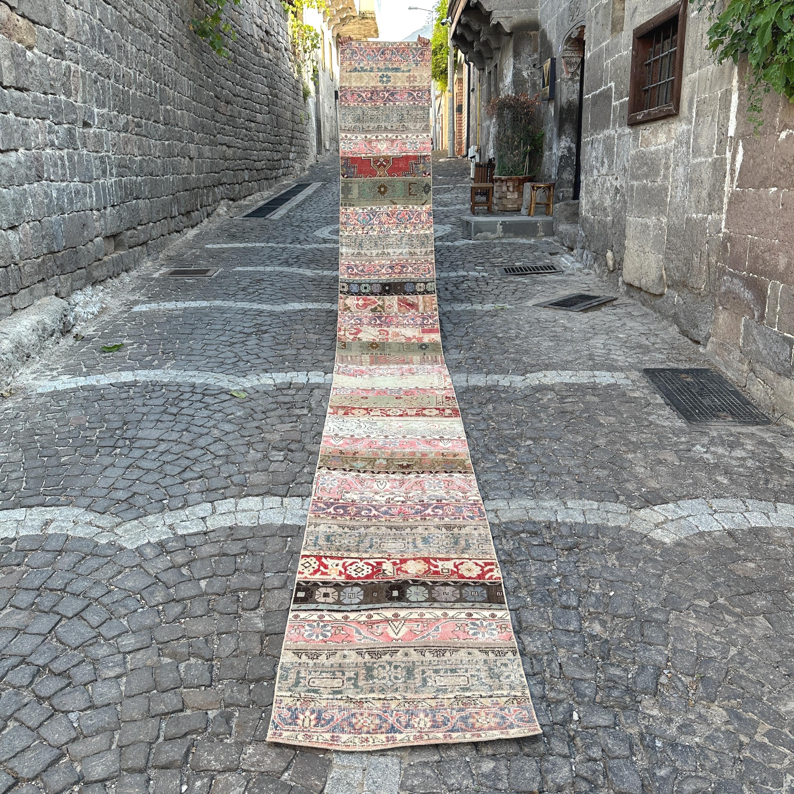 エクストラロング ヴィンテージ ランナーラグ 2.4x19.9フィート 非常に