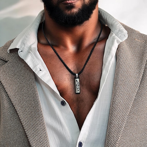 Black Dragon Motif Necklace, Minimalist Punk Style Jewelry, Mens