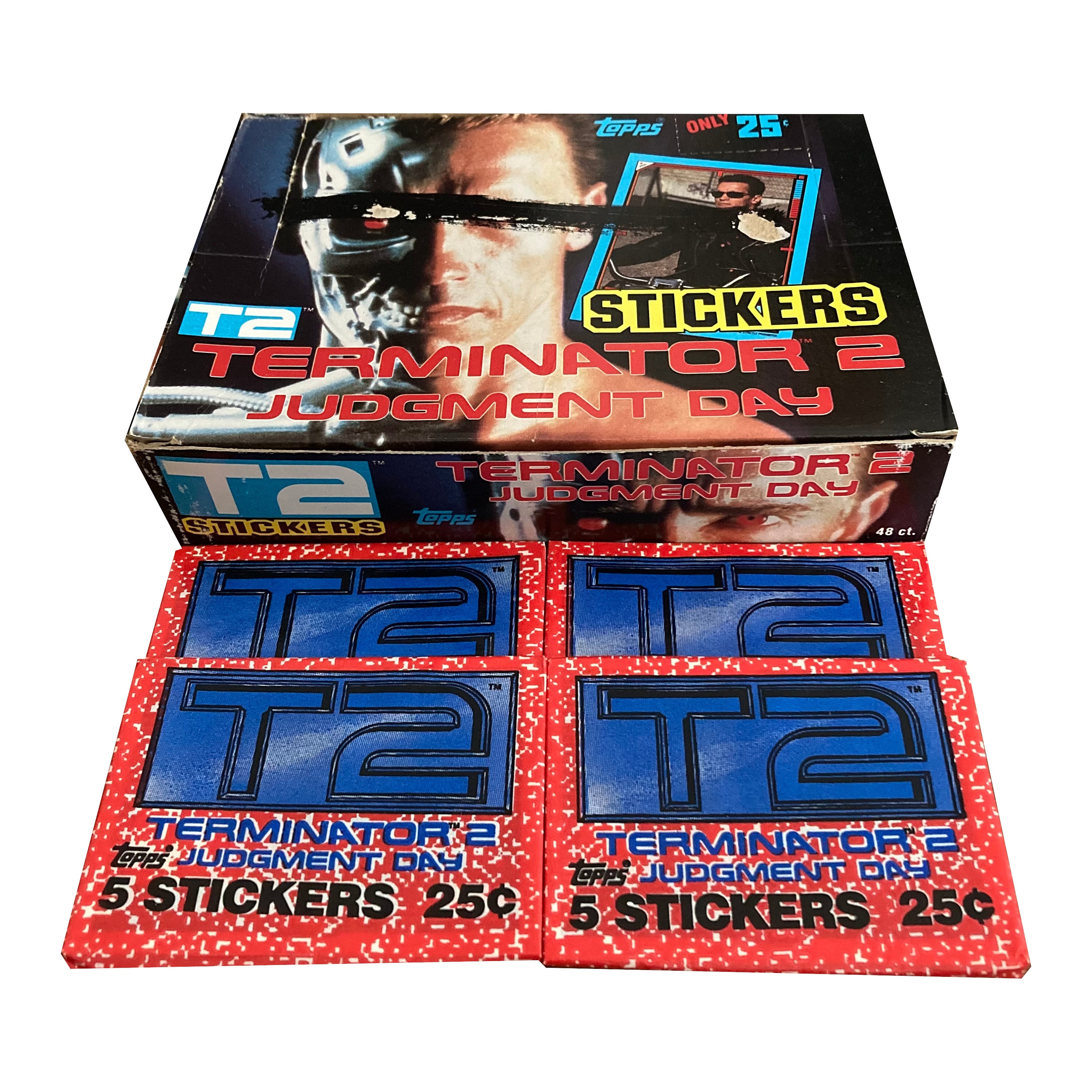 ターミネーター2：審判の日 ステッカーカード4パック。1パック5枚入り