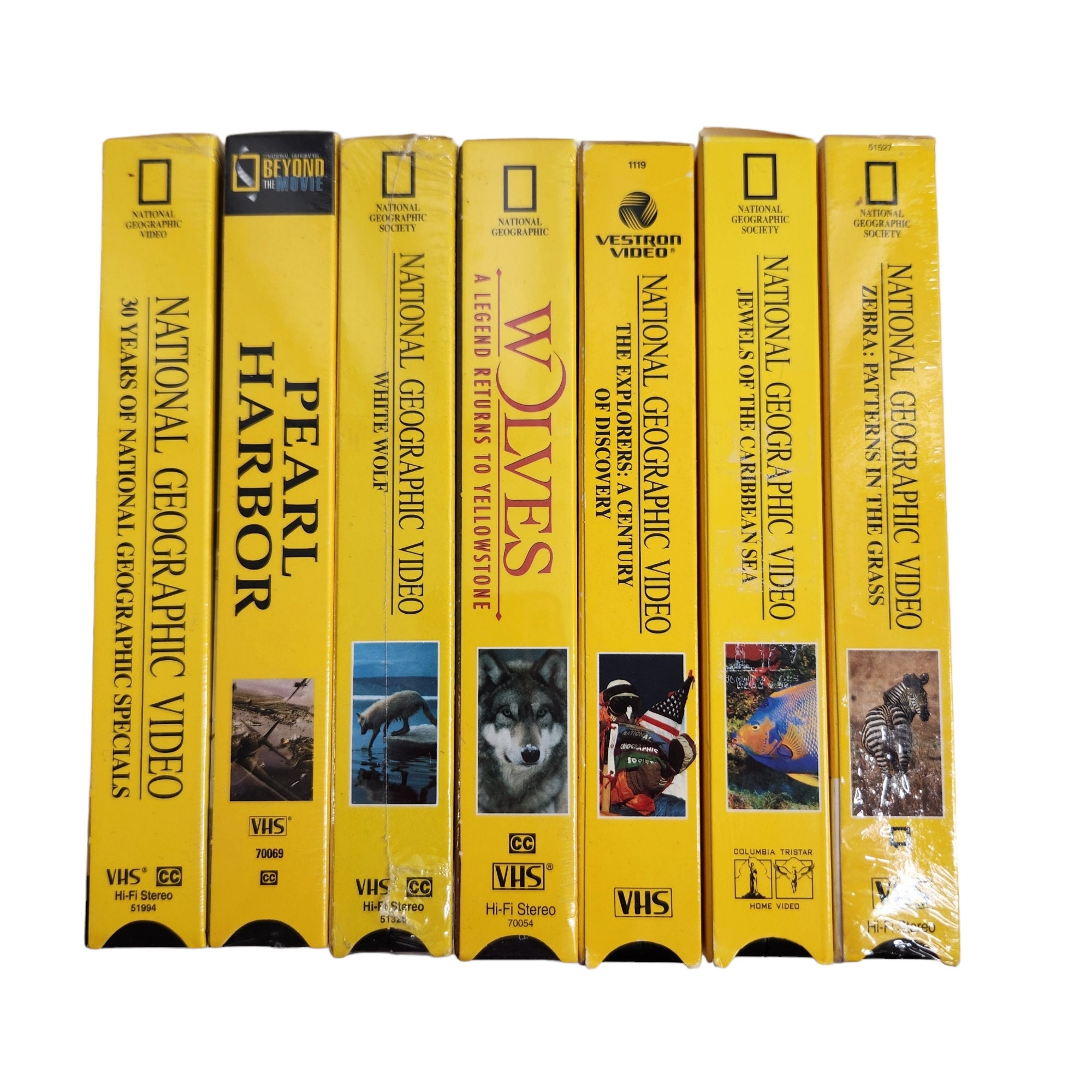 National Geographic 7 VHS Lot Pearl Harbor Wolves the Caribbean