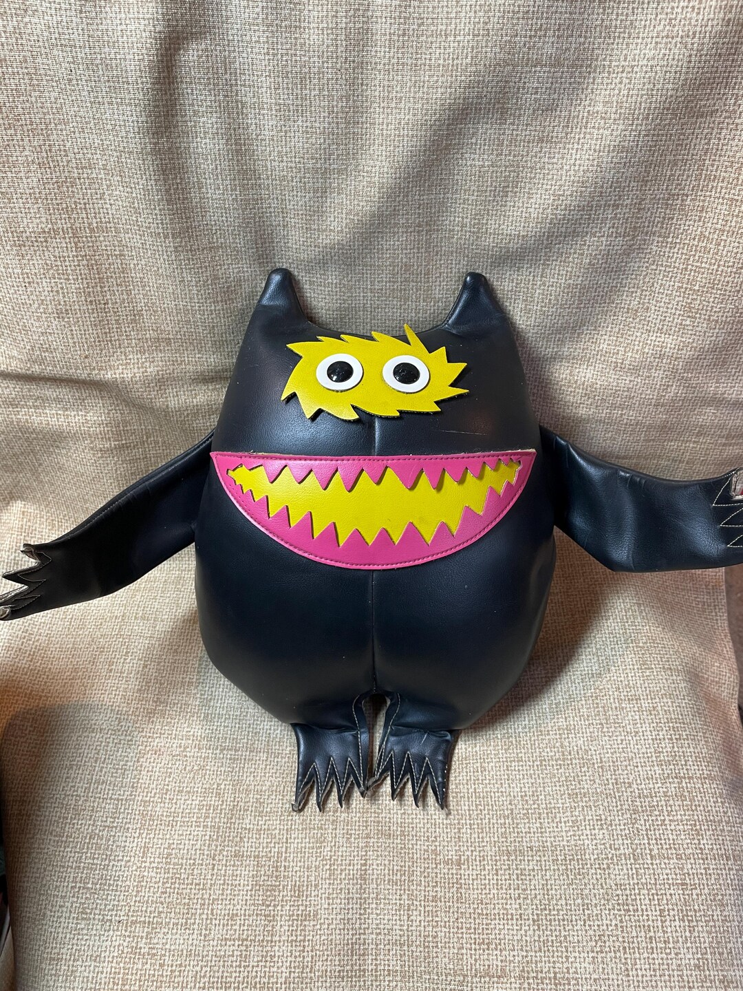 Vintage RARE 1960's Nauga Naugahyde Black Monster Doll/kitschy