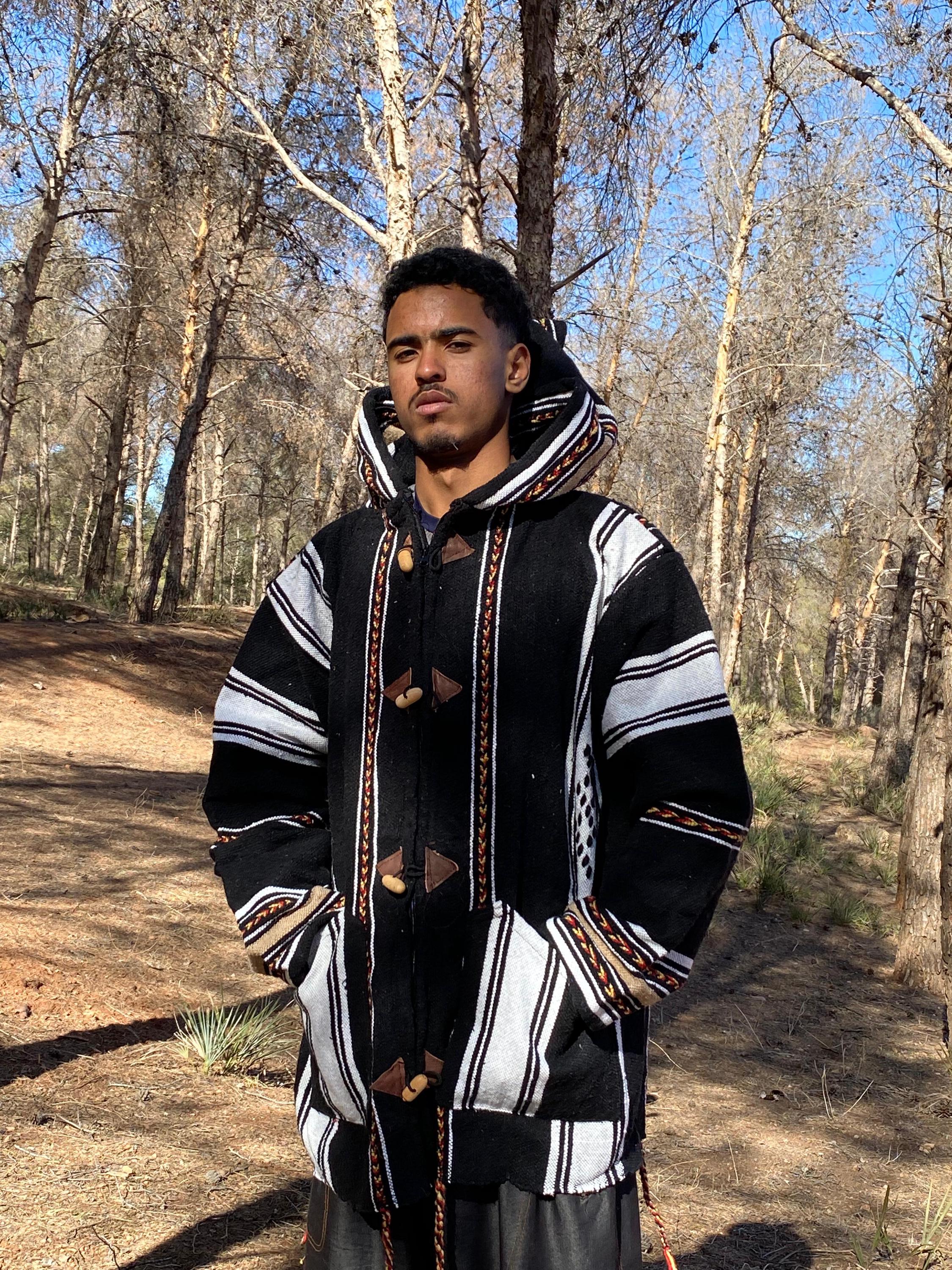 Handmade Moroccan Wool Hoodie Coat: Striped Berber Jacket - Etsy