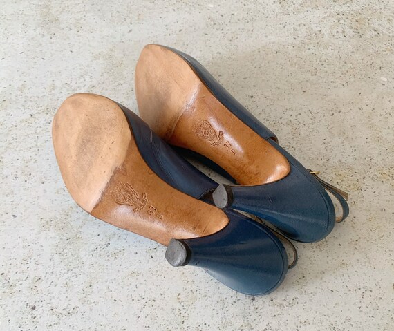 Vintage Shoes | GUCCI Peep Toe Pumps Sandals Heels Shoes Blue