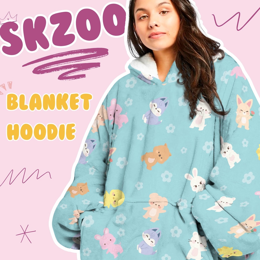 SKZOO Blanket Hoodie Soft Fleece Wearable Blanket Cute Stray Kids