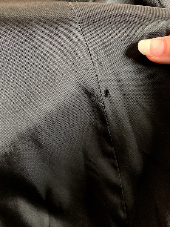 Vintage 1980s Jofeld USA Black Wool Coat With Leather Trim Collar