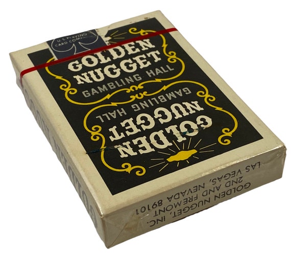 GOLDEN NUGGET Unopened Playing Cards - Black Deck - Stamp Intact